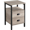 Nightstand End Table with 2 Drawers,Bedside Table With Strong Metal Frame,Gray