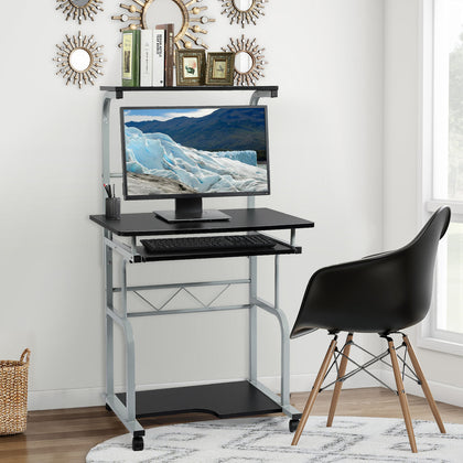 2021 Home Office Computer Desk w/ Monitor Stand & Printer Shelf Laptop PC Table