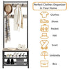 Industrial Coat Rack Stand w/Shoe Bench 185cm Shoe Clothes Rack for Hallway Grey