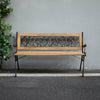 Garden Bench 3 Seater Iron Tulip Back Wood Slat Outdoor Chair Seating Furniture