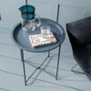 Folding Tray Side Table Contemporary End Metal Detachable Tray * 24HR DELIVERY