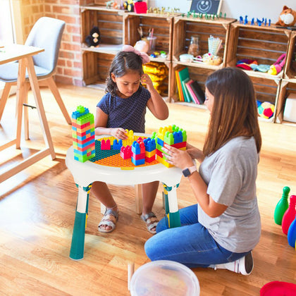 5 in 1 Kids Table and Chair Set Toddler Activity Center Build Blocks Table