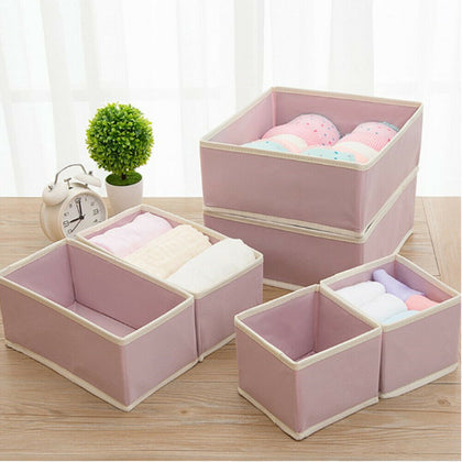 6Pcs Underwear Bra Socks Ties Drawer Storage Organizer Boxes Closet Tidy Divider