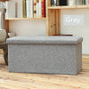 2 SEATER DOUBLE LARGE OTTOMAN FAUX LINEN FOLDING STORAGE TOY BOX POUFFE 4COLOURS