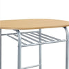 Compact Dining Room Set, 3 Piece Kitchen Breakfast Bar Table with Storage Shelf