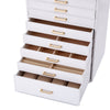 Mondeer Jewellery Box Organiser for Necklace Earring 10 Layer PU Leather White