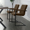 2 Pcs Faux Leather Dining Chairs Armchairs Office Kitchen Brown Grey Industrial