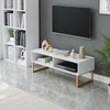TV Cabinet Wooden TV Stand TV Console Table Centre Table with 2 Open Shelf White