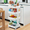 3/4 Tier Trolley Cart Slim Rolling Kitchen Storage Rack Shelf Trolley With Wheel