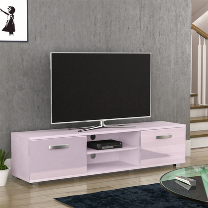Cosmo TV Unit Cabinet Stand 2 Door Modern Matte Gloss Furniture Off-White 160cm