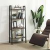 Wooden 4 Tier Ladder Book Shelf Storage Bookcase Display Stand Metal Frame Brown