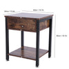 ndustrial Vintage Bedside Table Storage Cabinet with Drawer Household Furniture