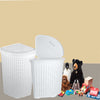 Large Corner Rattan/Wicker Laundry Basket Cloth Lining W/Lid Hamper Storage Bin