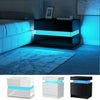High Gloss Bedside Table Nightstand Cabinet Chest of 2 Drawer RGB LED Light Lamp