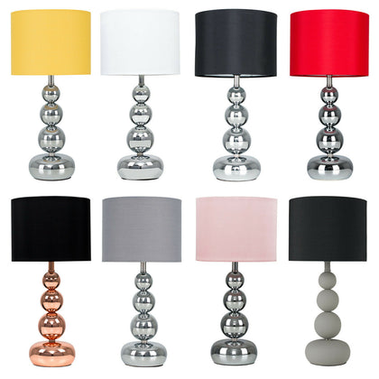 Modern Dimmable Bedside Table Lamp Touch Dimmer Lounge Light Cotton Lampshade