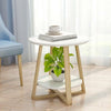Modern Round Wooden Coffee Table Side End Table Tea Sofa Table Living Room 2Tier