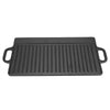 BBQ Cast Iron Grill Griddle Pan Ridged Flat Plate Non Stick Baking Cooking Tray