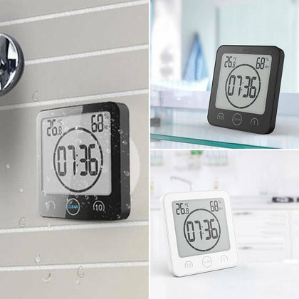 Bathroom Waterproof Digital Shower Clock Timer Alarm Temperature Meter Humidity
