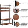 Industrial Coat Rack Stand Bench Clothes Hanging Shoes Storage Free Standing