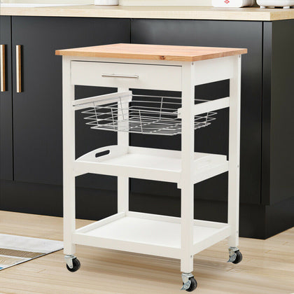 Kitchen Trolley Serving Cart Rolling Storage Island Table With Drawer Shelf Rack