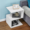 White High Gloss Side Table with RGB LED Light Modern Design Bedroom Living Room