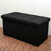 Practical Folding Cuboid Button Footstool Ottoman Bench Storage Home Furni Black