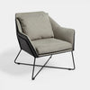 Grey Armchair Accent Chair, Black Faux Leather Exterior & Metal Frame