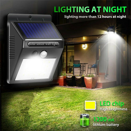 Solar Powered 20LED PIR Motion Sensor Wall Security Light Garden Outdoor Lamp UK