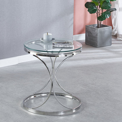 Small Glass Top Coffee Table Sofa Side Table Lamp Plant Stand Hall Living Room
