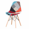 Set of 4 Patchwork Fabric Dining Chairs Padded Seat Wooden Legs Home Multicolor