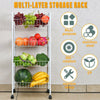 5 Tier Kitchen Storage Rack Wheel Trolley Vegetable Fruit Cart Drawer Chrome