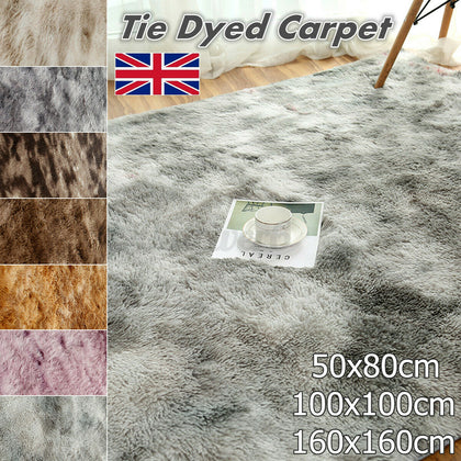 Hairy Balcony Tie Dyed Carpet Fluffy Floor s Mat Cover Soft Bedroom Roo