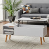 Wooden Coffee Table Lift Top Living Room Reception Table w/ Storage Compartment