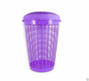 50 L Circular Plastic Laundry Linen Washing Basket Bin Storage Hamper With Lid