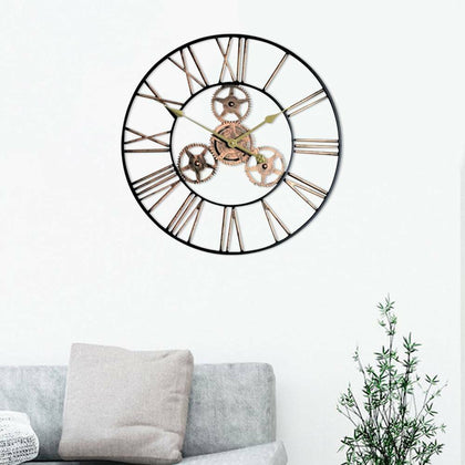 INDOOR OUTDOOR LARGE GARDEN WALL CLOCK ROMAN NUMERALS GIANT OPEN FACE METAL 60CM