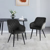 Set of 2 Kitchen Dining Chairs Grey Diamond Velvet Padded Armchairs Metal Leg