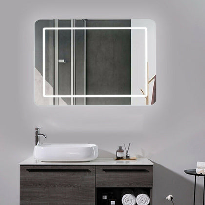 LED Illuminated Bathroom Mirror Wall Mounted Mirror Sensor Switch Demister Pad