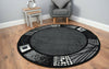 Modern Round Circle Design Black Grey Rug Large Small Living Room Circular Mat