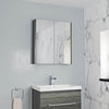 600mm Bathroom Mirror Cabinet 2 Door Storage Cupboard Wall Mounted Charcoal Grey