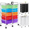10/12/15/20-Drawer Plastic Storage Cart Home Office Salon White/Black/Multicolor