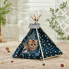 Pet Tent Teepee Bed Foldable Dog Puppy Cat Nest House Portable Kennel w/ Cushion