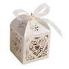 50/100PCS Luxury Wedding Favours Favor Boxes Love Heart Sweet Candy Boxes Laser