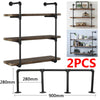 2Pcs 3 Tiers Industrial Floating Iron Pipe Shelf Retro DIY Wall Mounted Bracket