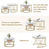 Round Nesting Coffee Table Set Modern Nesting Side End Table w/ Rattan Drawer HT