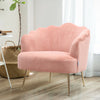 Upholstered Nordic Matte Velvet Armchair Shell Lotus Scalloped Chair Sofa Pink