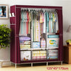 Canvas Fabric Wardrobe Large Clothes Storage Cupboard w/ Hanging Rail UK