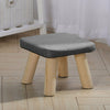 Small Linen Footstool Foot Rest With Wooden Legs Pouffe Kids Seat Round/Square