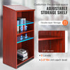 Podium Stand 47 in Hostess Stand with Rolling Wheels&Storage Shelve Brown
