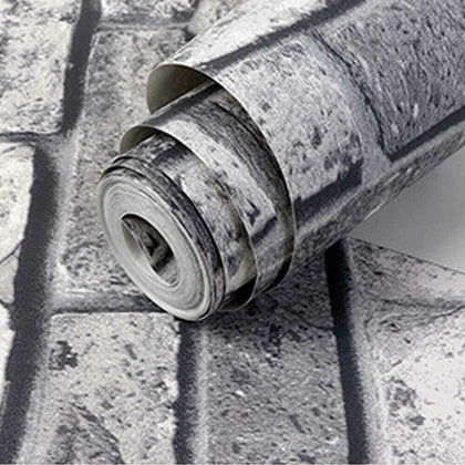 New Grey Brick Wall Grey Shimmer Tones Effect Faux Metallic Feature Wallpaper 3D