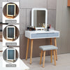 Vanity Table Set Makeup Dressing Table w/ LED Adjustable Mirror Stool 2 Drawers